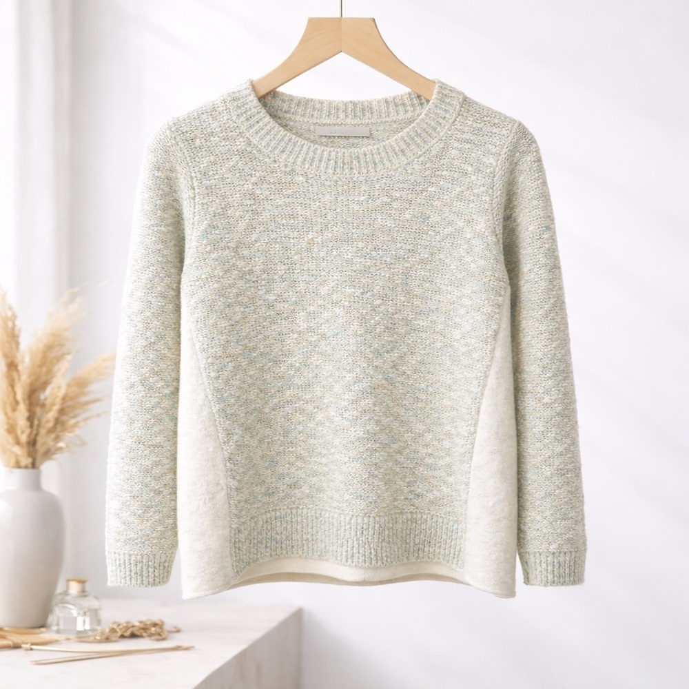 Lafayette 148 New York Textured Linen Gem and Cream Sweater